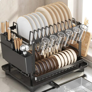 Rak Pinggan Dish Rack Dish Rack Cup Rack Draining Rack Double Dish Rack Kitchen Shelves Put Dishes Dish Storage Rack