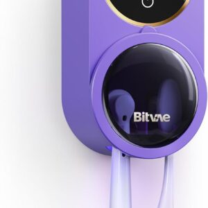 Bitvae Tooth Brush Holder for Bathroom, Infrared Sensing Toothbrush Cleaner, Wall-Mounted for Any Size Toothbrushes, Air Drying, LED Smart Screen