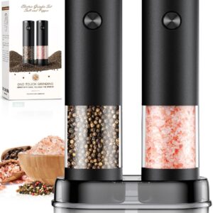 Electric Salt and Pepper Grinder Set Automatic Battery Pepper Mill Shakers Adjustable Coarseness Upgraded Larger Capacity with Led Home and Kitchen Appliances Birthday Gifts for Women Men